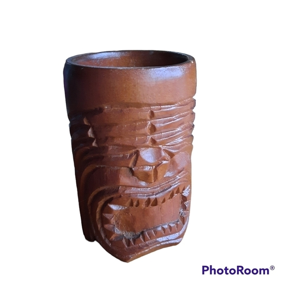 Other - Hand carved wood tiki mug